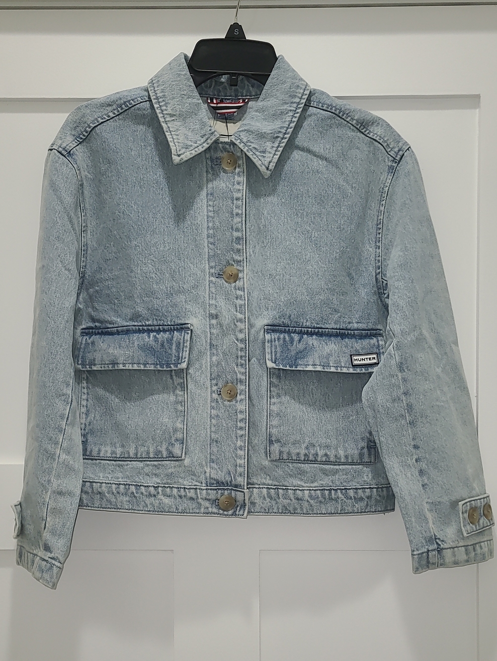 Hunter Light Blue Denim Jacket with Front Flap Pockets NWT